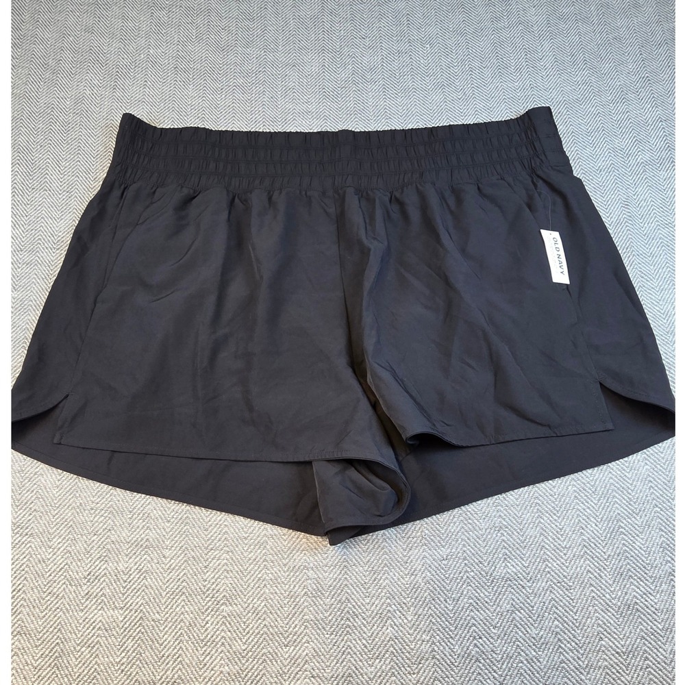 Old Navy Active Womens XXL Black Extra High-Rise Quick Dry Running Shorts NEW